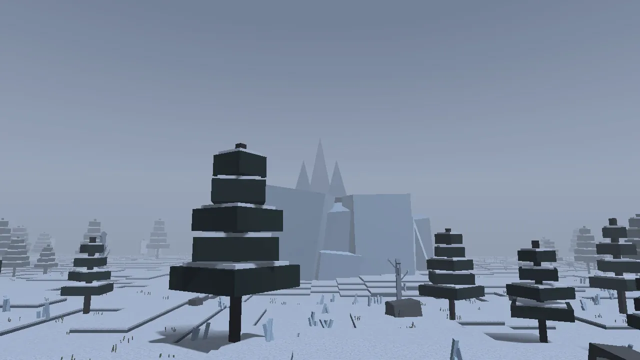 Snow pines and a glacier